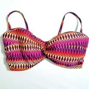 Sunsets 38G Bikini Top Bandeau Boho Tribal Swim